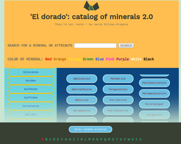 El dorado: catalog of minerals 2.0